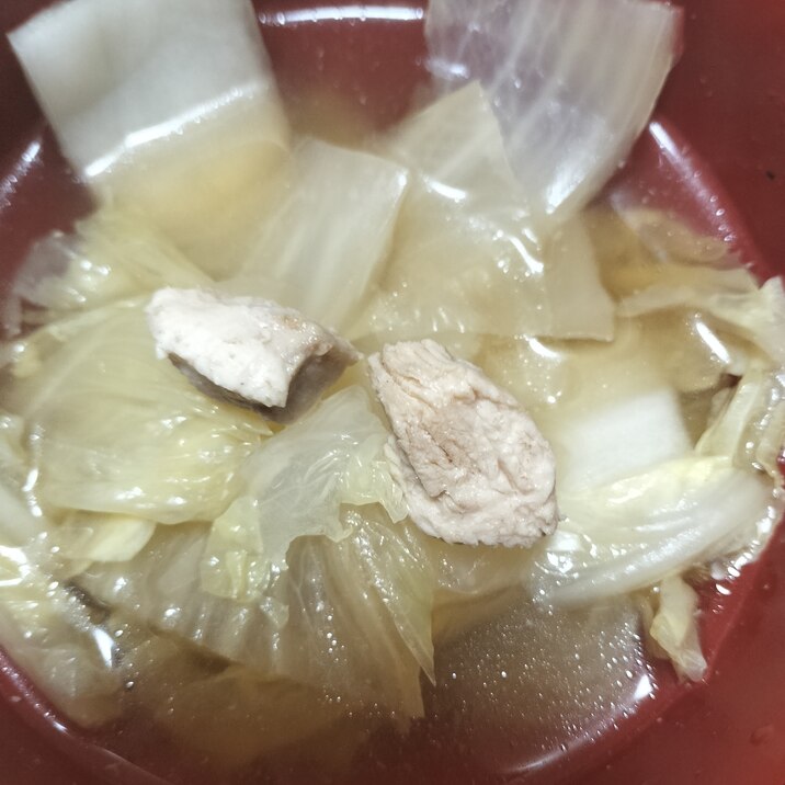 鳥と白菜の食べるスープ